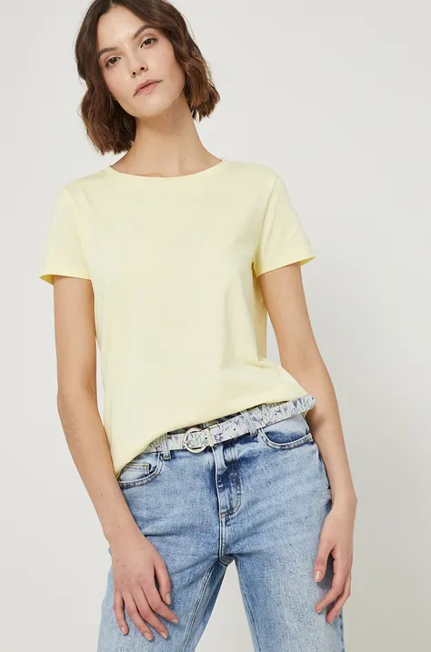 T-shirt bawełniany damski gładki żółty