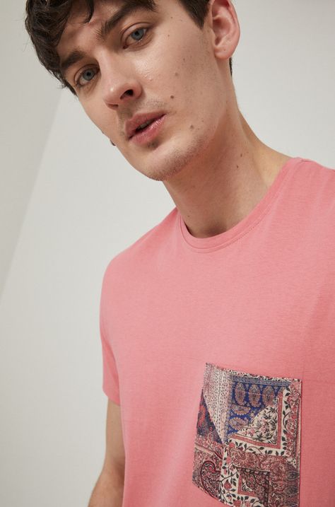 T-shirt bawełniany różowy