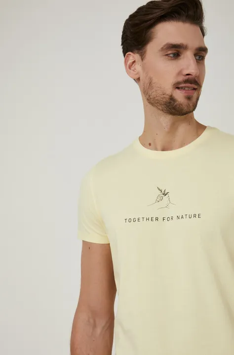 T-shirt męski z  bawełny organicznej żółty