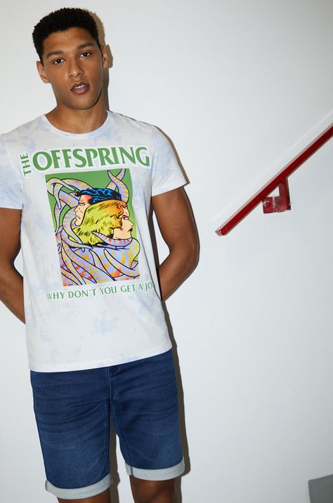 T-shirt bawełniany męski Offspring biały