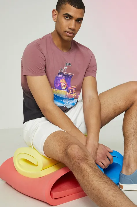 T-shirt bawełniany męski by Alex Pogrebniak różowy
