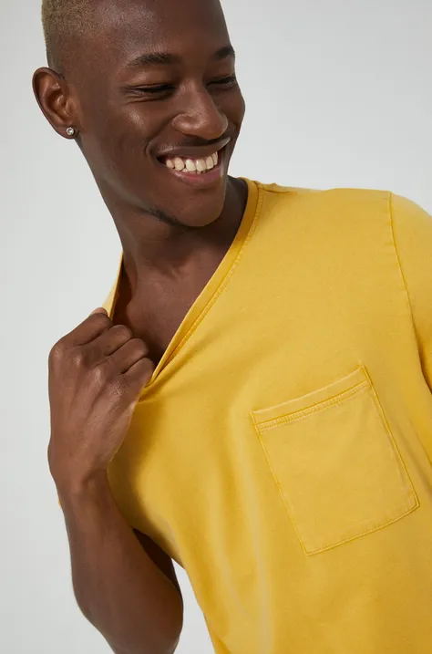 T-shirt bawełniany męski żółty
