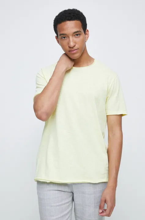 T-shirt bawełniany męski gładki zółty