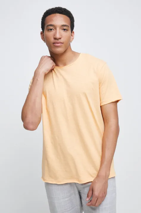 T-shirt bawełniany męski gładki pomarańczowy