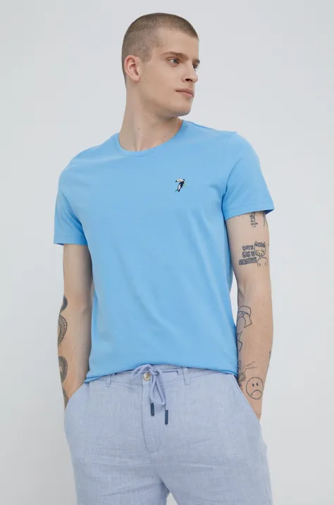 T-shirt bawełniany męski wzorzysty niebieski