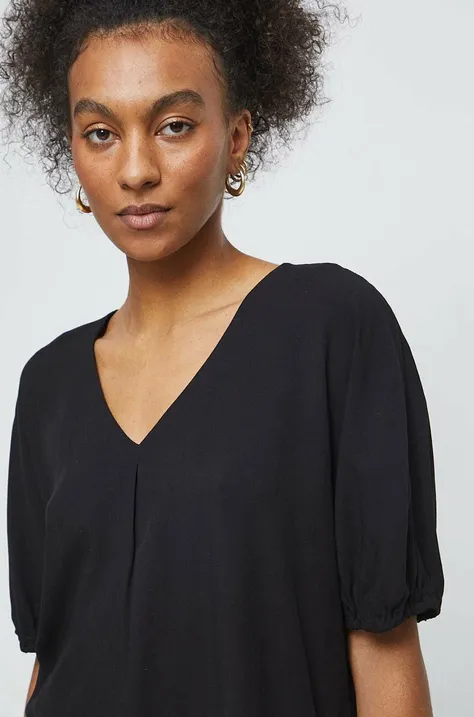 Bluzka damska z wiskozy kolor czarny