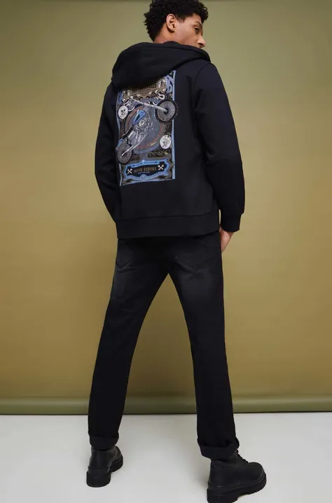 Bluza bawełniana męska z nadrukiem kolor czarny