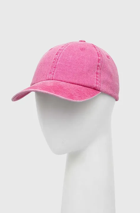 Medicine czapka z daszkiem jeansowa damska kolor różowy gładka