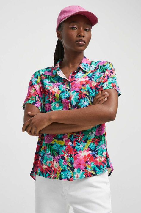 Koszula damska wzorzysta kolor multicolor