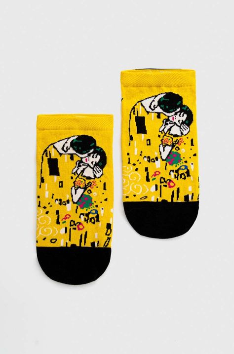 Ponožky dámske bavlnené Eviva L'arte žltá farba