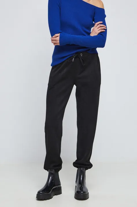 Spodnie dresowe damskie z imitacji zamszu kolor czarny