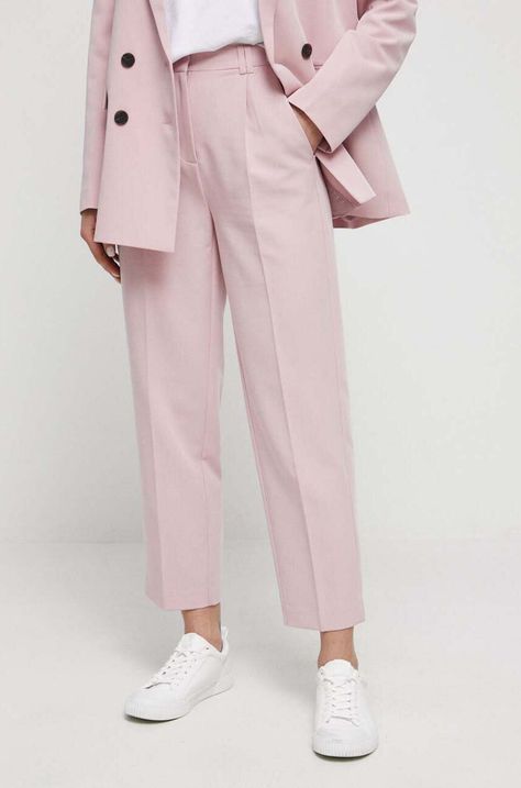 Kalhoty Medicine dámské, růžová barva, střih chinos, medium waist