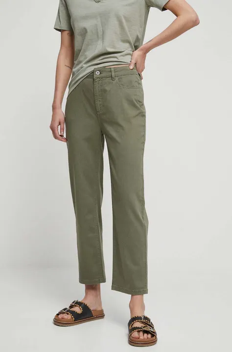 Kalhoty dámské zelená barva