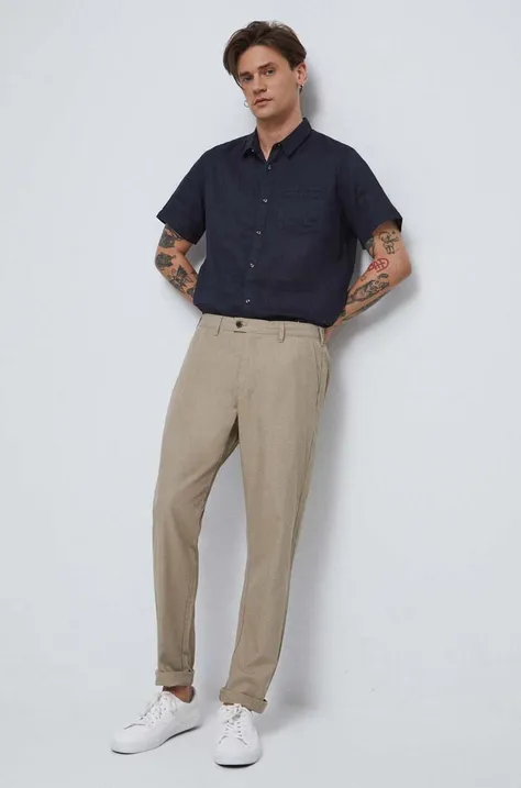 Spodnie męskie gładkie kolor beżowy