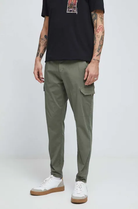 Kalhoty pánské zelená barva