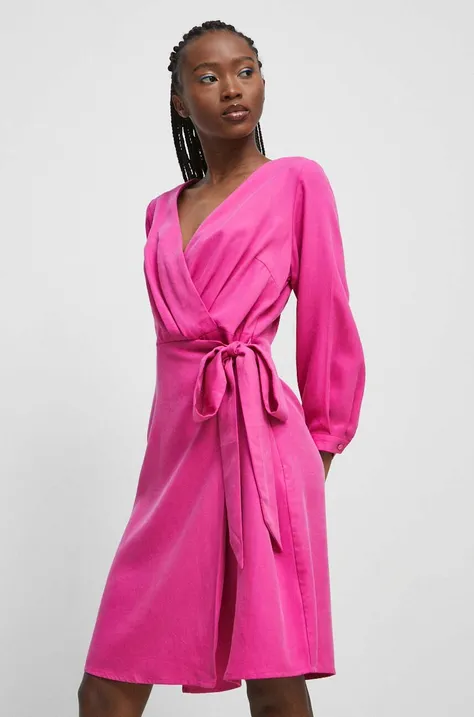 Sukienka damska gładka kolor różowy