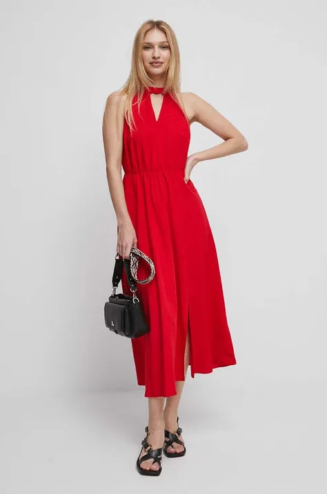 Φόρεμα από λινό μείγμα Medicine χρώμα: κόκκινο