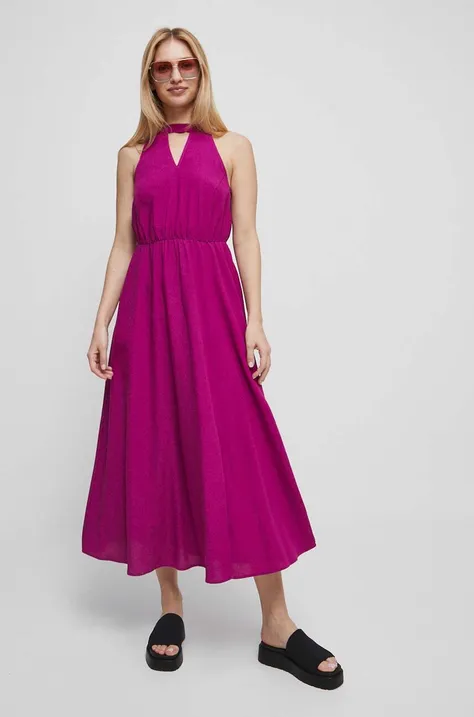 Φόρεμα από λινό μείγμα Medicine χρώμα: ροζ