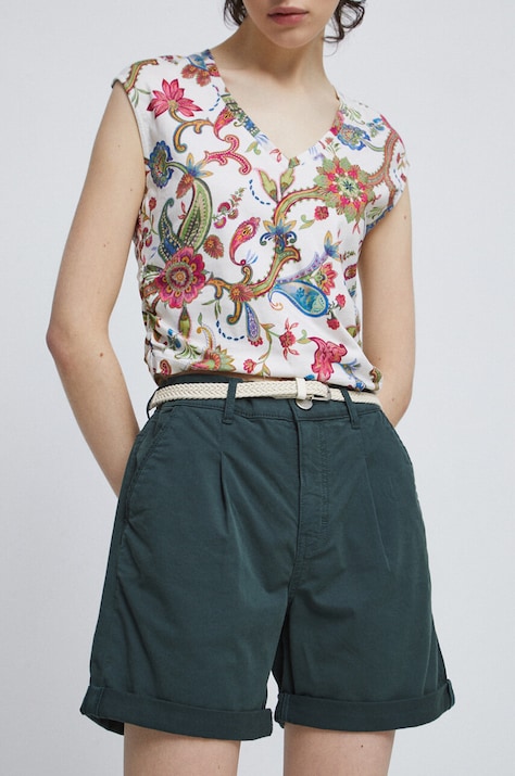 Szorty damskie gładkie kolor zielony