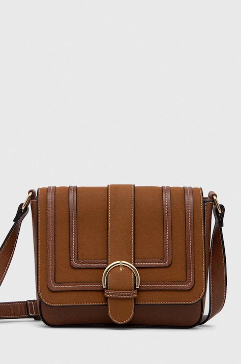 Torebka damska ze skóry ekologicznej i imitacji zamszu kolor brązowy