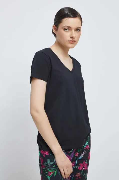T-shirt damski gładki kolor czarny