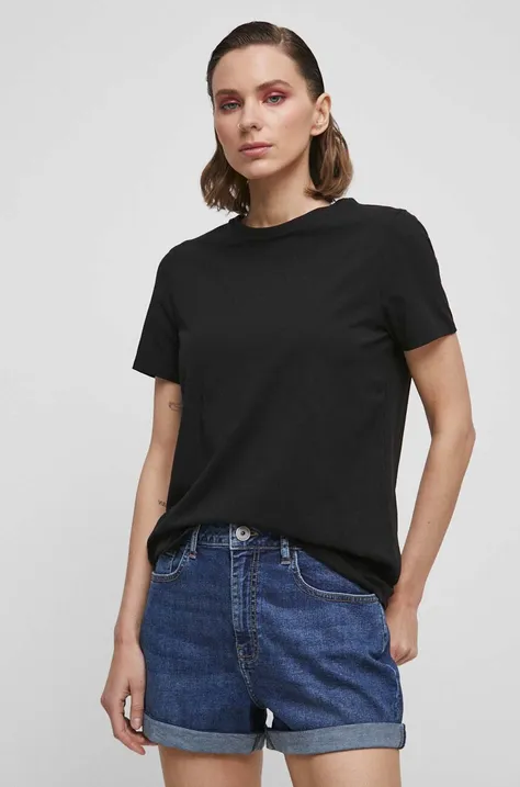 Bavlnené tričko dámsky čierna farba