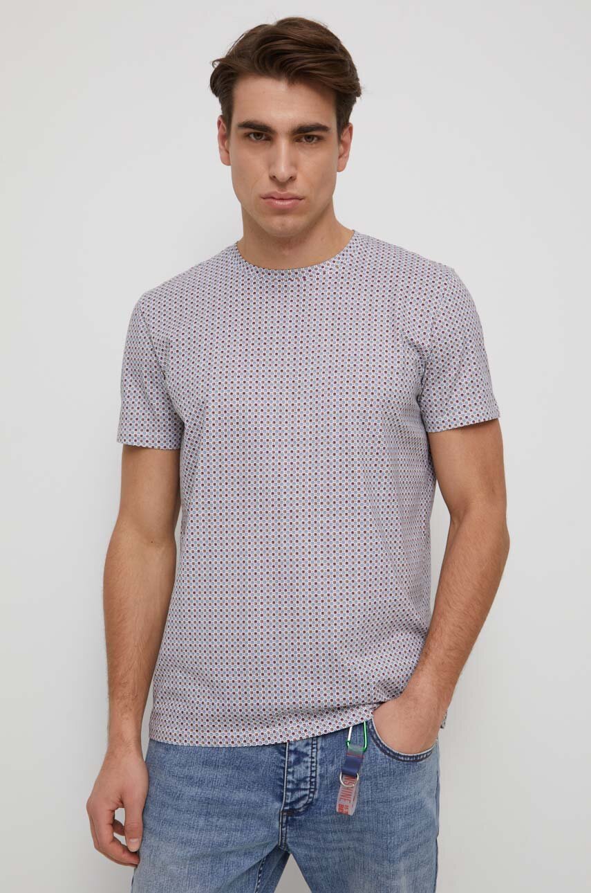 T-shirt bawełniany męski wzorzysty kolor biały
