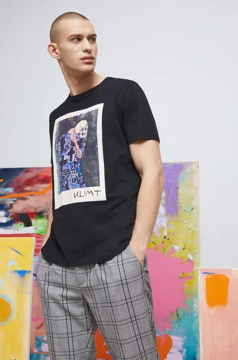 T-shirt bawełniany męski Eviva L'arte kolor czarny