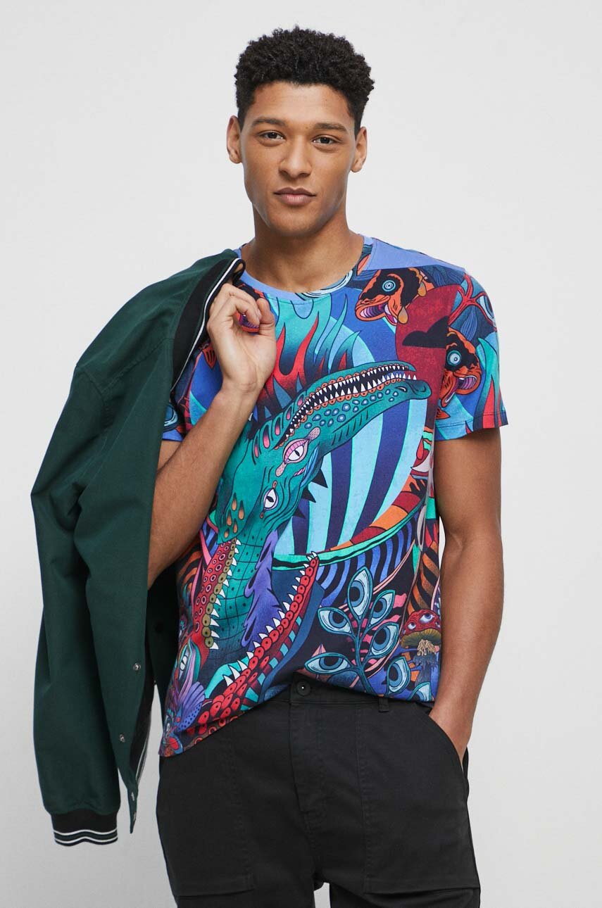 T-shirt bawełniany męski wzorzysty kolor multicolor