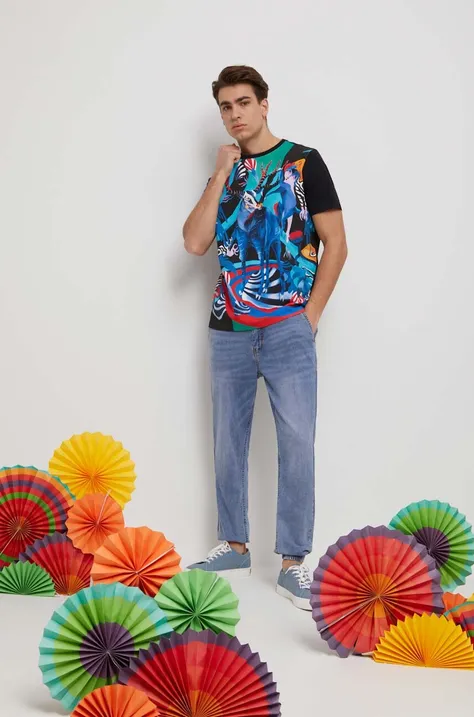 T-shirt bawełniany męski by Olamaloú kolor multicolor