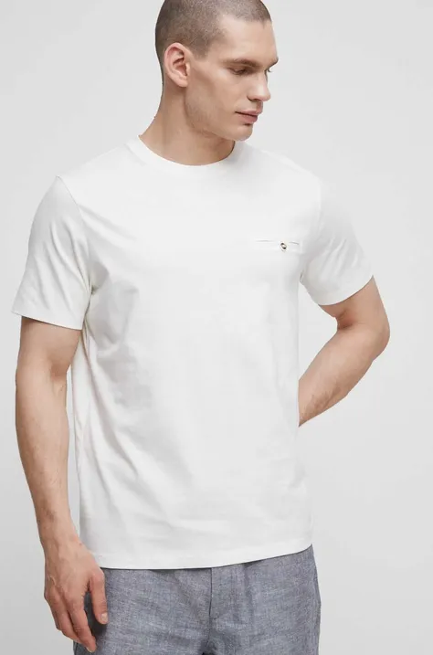 Bavlnené tričko pánske béžová farba