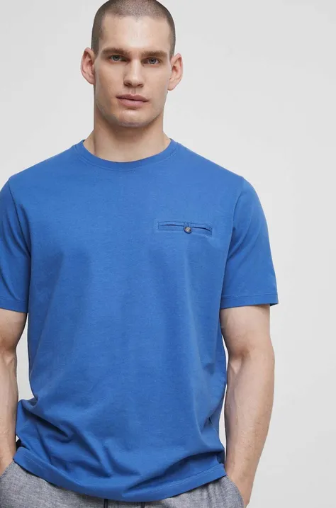 Памучна тениска Medicine в синьо с изчистен дизайн