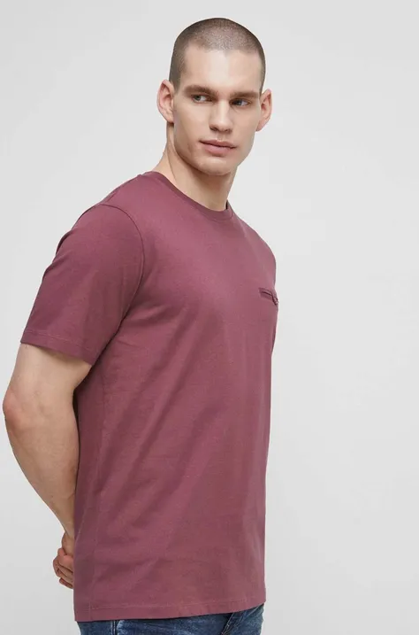 T-shirt bawełniany męskie gładki kolor fioletowy