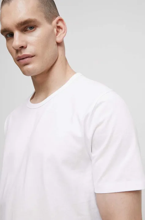 Bavlnené tričko Medicine biela farba, jednofarebné