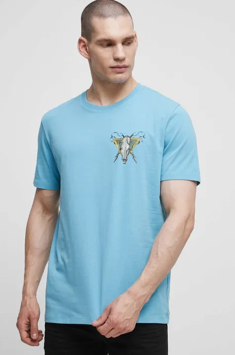 Bavlnené tričko pánske tyrkysová farba