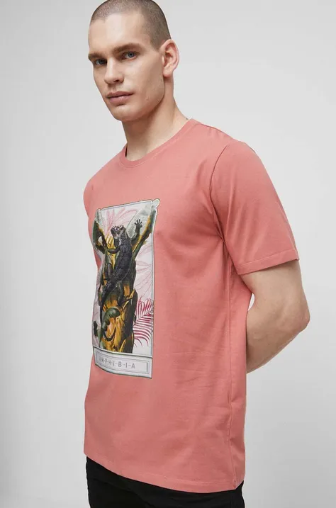 Medicine t-shirt męski kolor różowy z nadrukiem