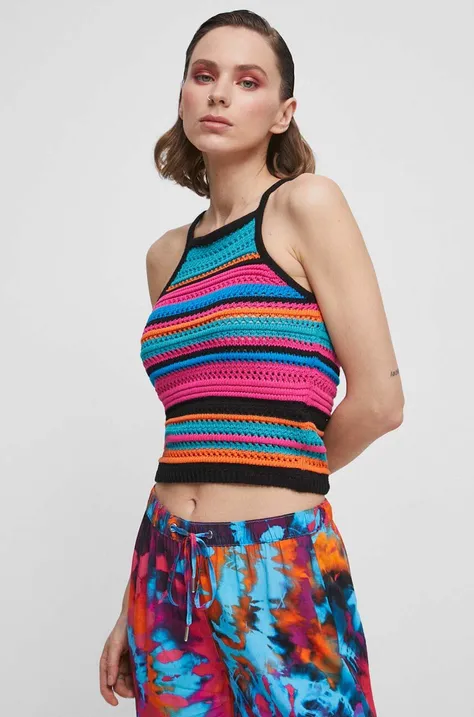 Top bawełniany damski wzorzysty kolor multicolor