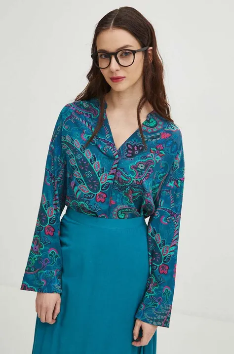 Блузка Medicine жіноча колір бірюзовий візерунок