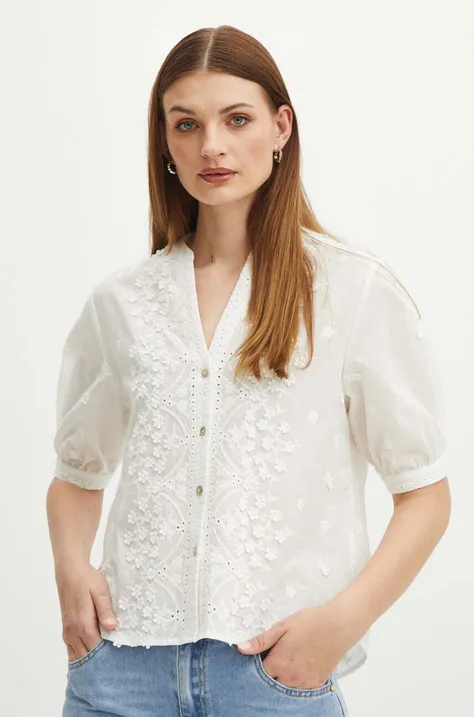 Βαμβακερή μπλούζα Medicine γυναικεία, χρώμα: άσπρο