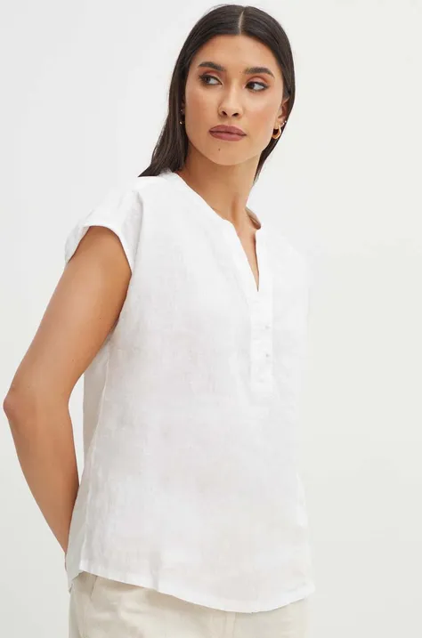 Льняна блузка Medicine жіноча колір білий однотонна