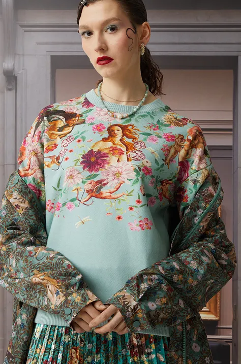 Mikina dámska z kolekcie Eviva L'arte tyrkysová farba