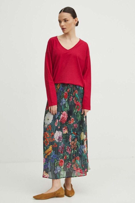Longsleeve bawełniany damski z domieszką elastanu kolor różowy