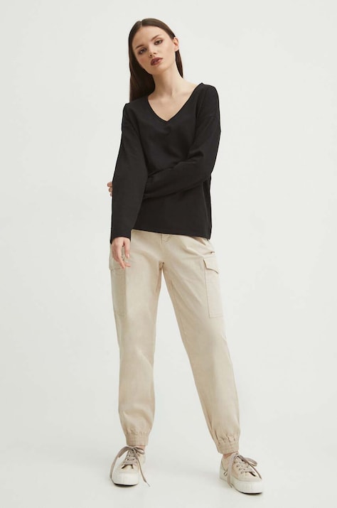 Medicine longsleeve din bumbac culoarea negru