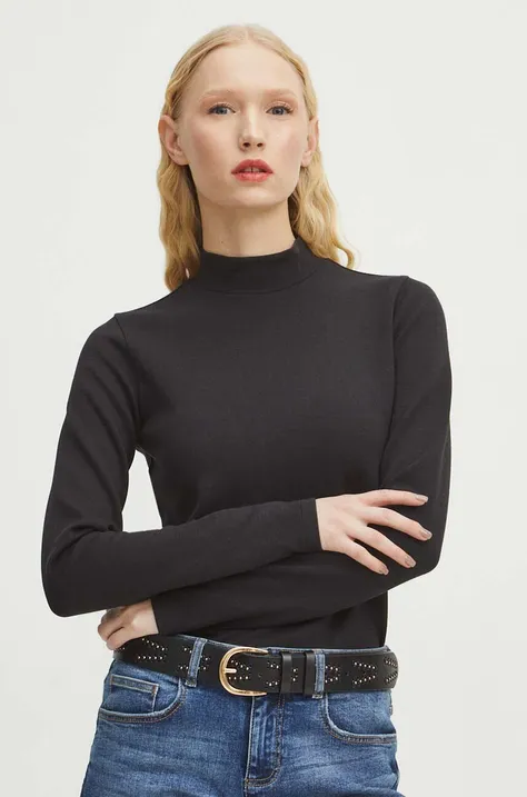 Tričko s dlhým rukávom dámsky čierna farba