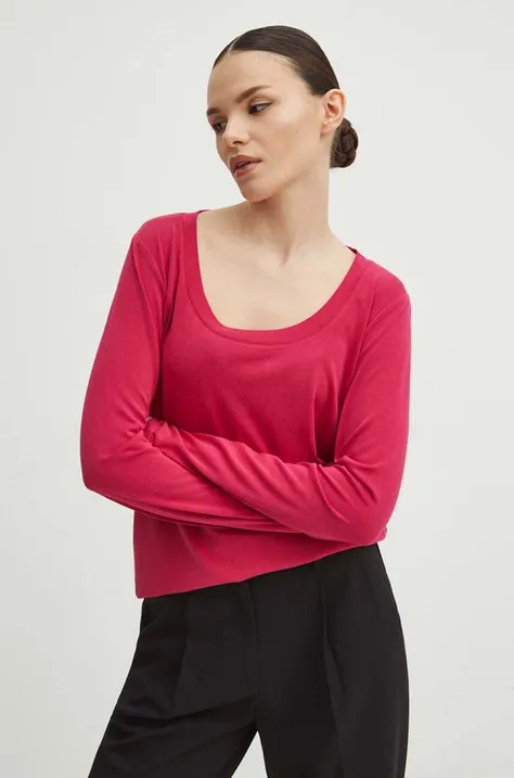 Tričko s dlhým rukávom dámsky ružová farba