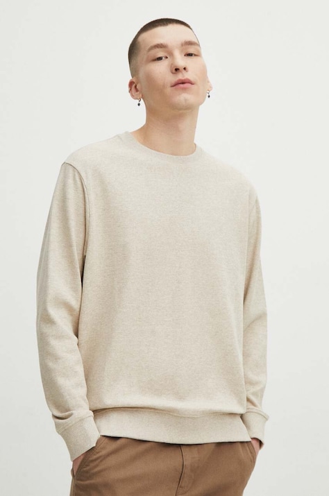 Longsleeve męski z fakturą kolor beżowy