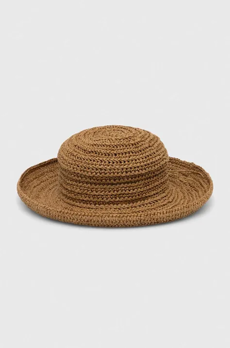 Kapelusz damski pleciony typu bucket hat kolor beżowy