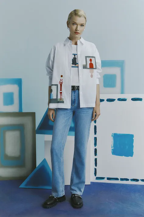 Košeľa dámska z kolekcie Jerzy Nowosielski x Medicine biela farba