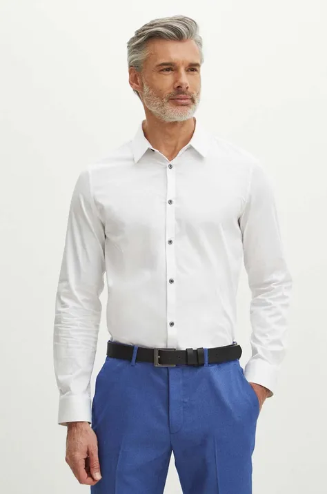 Košeľa pánska s klasickým golierom biela farba
