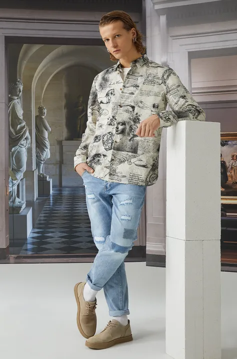 Koszula męska z kolekcji Eviva L'arte wzorzysta kolor biały
